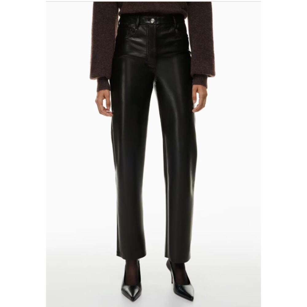 Aritzia Wilfred Melina Pants Size 16 Faux Leather Black High‎ Rise Straight Leg